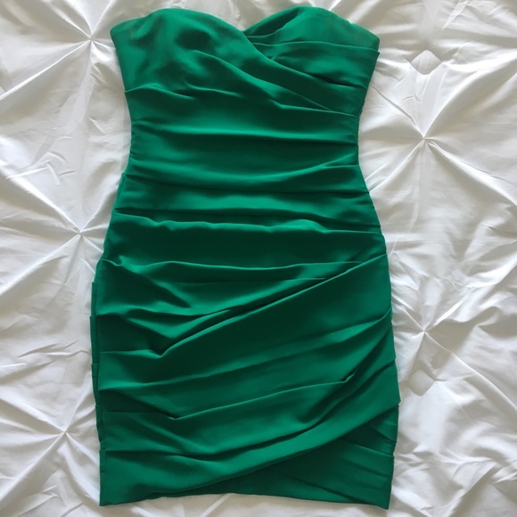 BCBG MAXAZRIA | Emerald strapless dress